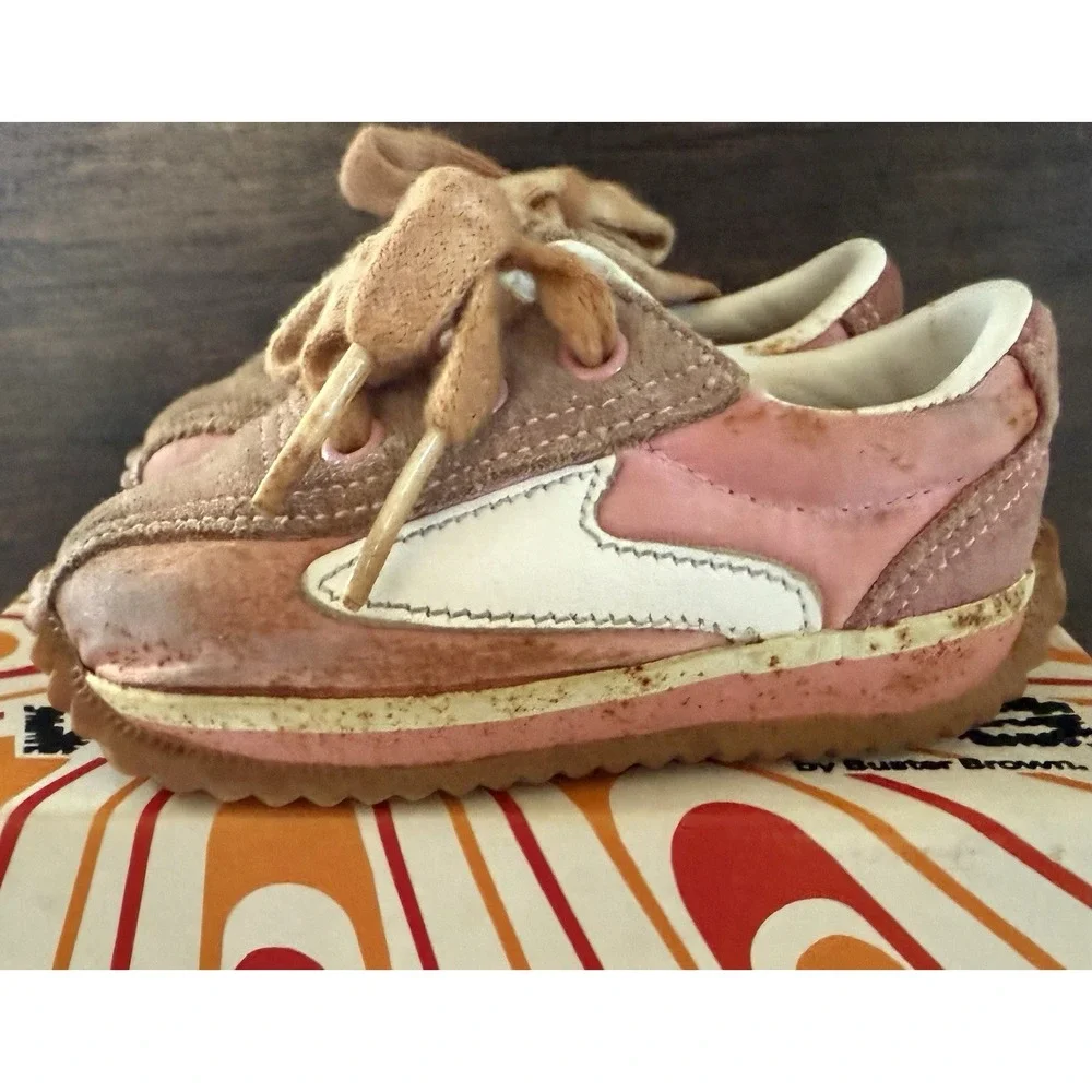 Vintage Buster Brown 1980s Baby Shoes Size 3 Sneakers Wildcats Fast Step Pink